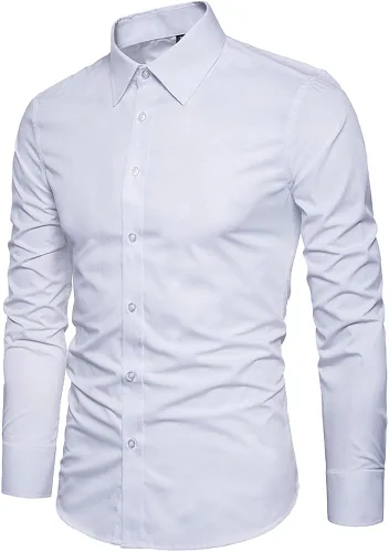 Vista 2 de Manwan walk Camisas de vestir para hombre de manga larga de algodón con botones y mangas largas, de corte ajustado
