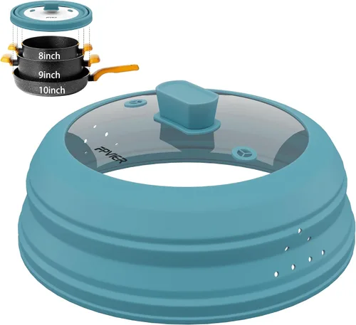 Vista 15 de Cubierta para salpicaduras de microondas, cubierta plegable de silicona para placa de microondas con vidrio para tapa protectora de salpicaduras