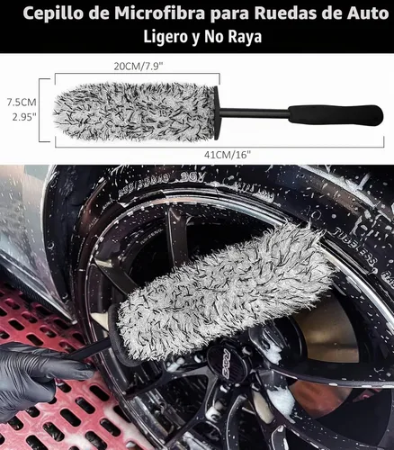 Vista 3 de YeewayVeh 4Pack Kit de Limpieza de Ruedas de Coche, Cepillo de Rueda Flexible y Cepillo Limpiador de Llanta de Microfibra, Cepillo de Neumáticos