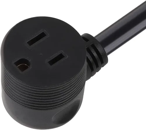 Vista 4 de Cable de extensión Nema 5-15P en ángulo recto de 3 puntas, ángulo 3P macho a ángulo 5-15R hembra Cable de alimentación de extensión SJTW 14AWG 1FT