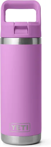 Vista 12 de YETI Rambler Botella de 18 onzas, aislada al vacío, de acero inoxidable con tapa de popote a juego de colores, rojo rescate