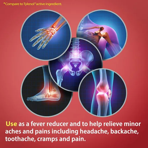 Vista 5 de HealthA2Z® Alivio del dolor extra fuerte Acetaminofeno 500 mg No contiene aspirina Reductor de fiebre Alivio del dolor