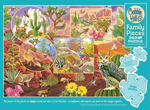 Vista 5 de Cobble Hill Family Piece's 350 Puzzle – Desert Magic – Póster de muestra incluido