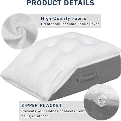 Vista 5 de baibu Almohada elevadora de piernas de espuma viscoelástica, almohada de soporte de diseño de doble capa patentada para elevar los pies para una