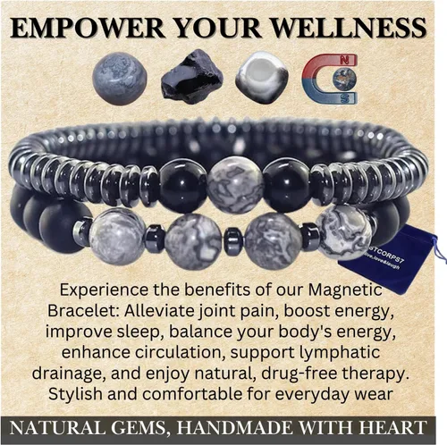 Vista 2 de Regalos para mujeres, regalos para mujeres, pulsera magnética para artritis, terapia de joyería saludable para dormir, pulsera de hematita, joyería