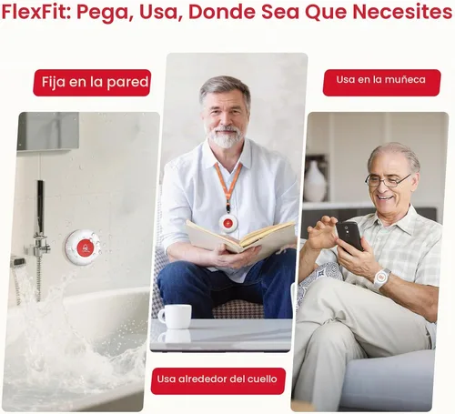 Vista 5 de CallToU Buscapersonas para cuidadores con botón de llamada inalámbrico, sistema de alerta de enfermera, más de 500 pies