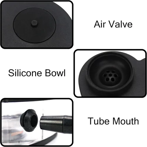 Vista 4 de Conjunto de cachimba de acrílico Modelo Heart Shisha Nargile Sheesha Narguile Chicha Cachimbas Kit (negro)