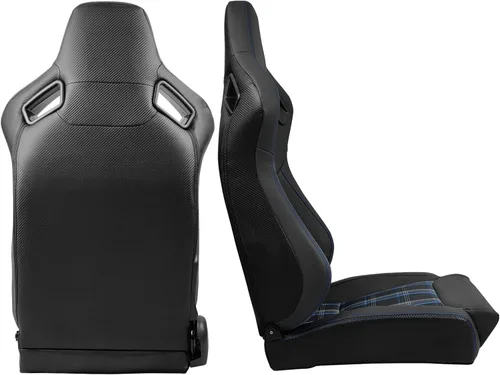 Vista 4 de IKON MOTORSPORTS, Asientos universales para vehículos de carreras de microfibra de poliuretano + cuero de carbono, con deslizadores de doble