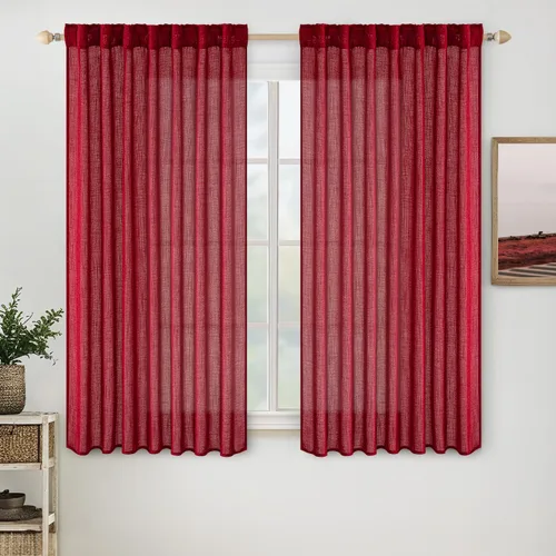 Vista 129 de MIULEE - Cortinas semitraslúcidas suaves y gruesas con textura de lino para cocina y ventana de baño, con trabilla trasera y bolsillo para Blanco