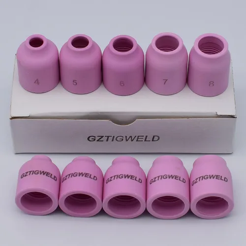 Vista 6 de 10 unids TIG lente gas alúmina boquilla cerámica taza 53n58 53n59 53n60 53n61 53n61s #4 #5 #6 # 7 #8 para la antorcha de soldadura TIG 9 20 25