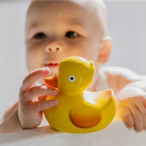 Vista 5 de CaaOcho - Juguete de baño de goma natural pura – Juguete de goma para bebé, juguete de baño sin agujeros, juguetes de baño sin BPA para bebés, sin