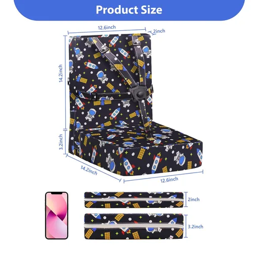 Vista 5 de Asiento elevador para niños pequeños para mesa de comedor, hebilla de seguridad ajustable, asiento elevador para niños con respaldo, PU impermeable