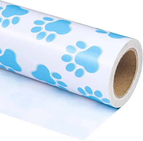 Vista 8 de WRAPAHOLIC Rollo de papel de regalo de vaca, mini rollo, 17 pulgadas x 33 pies, diseño de estampado de vaca, perfecto para bodas, cumpleaños Blanco