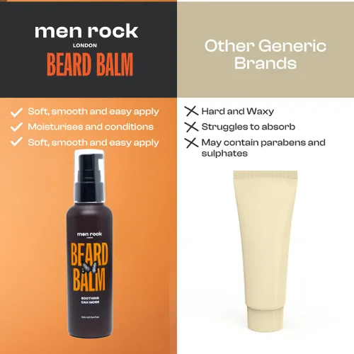Vista 5 de Men Rock Bálsamo calmante para barba - Oak Moss - Acondicionador para barba sin enjuague para hombres - Productos para el cuidado de la piel