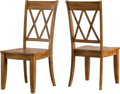 Vista 5 de Inspire Q Eleanor X - Silla de comedor de madera (2 unidades), diseño clásico de madera de caucho con acabado de roble