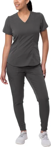 Vista 15 de Adar Pro - Conjunto de uniforme médico atlético moderno para mujer Tela elástica en 4 direcciones, resistente al olor y a las arrugas, ajuste a