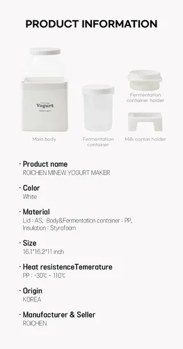 Vista 7 de ROICHEN MINEW YOGURT MAKER, YOGURT CASERO, HECHO EN COREA, NO ELÉCTRICO, FÁCIL HACER YOGURT