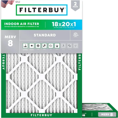 Vista 66 de Filterbuy Filtro de aire MERV 8 de 8 x 14 x 1 pulgadas para defensa contra el polvo y las alergias (paquete de 2), filtros electrostáticos plisados