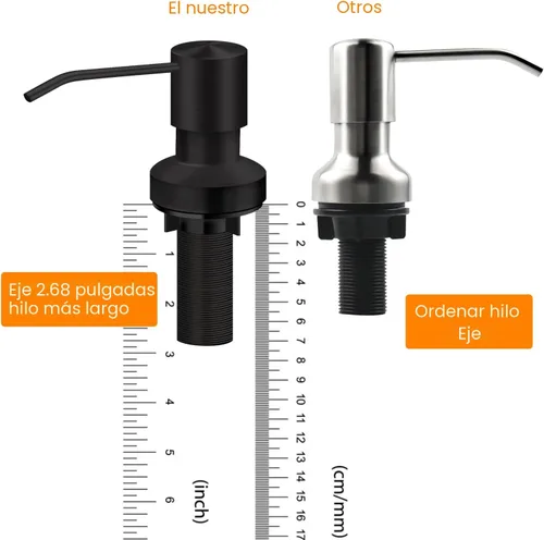 Vista 2 de Dispensador de jabón para fregadero de cocina, dispensador de jabón integrado para fregadero de encimera con kit de tubo de extensión de 47