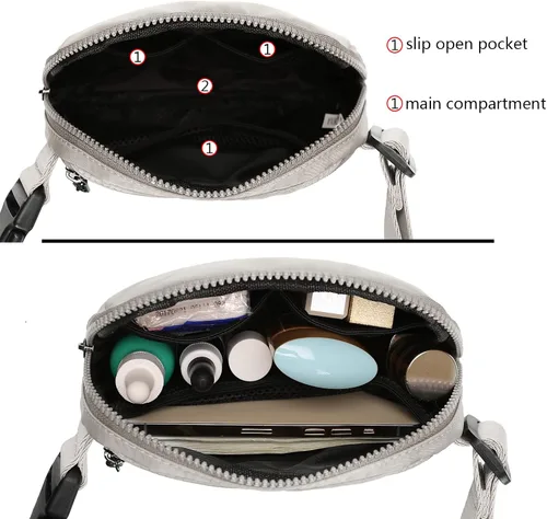 Vista 3 de Uromee Riñoneras para mujer, bolsa cruzada para cinturón de moda, ligera, para viajes, correr, senderismo, correa ajustable, 0235 Gris Claro