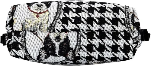Vista 6 de Signare Tapiz pequeño bandolera para mujer con diseño de bulldog francés en blanco y negro (plateado), FRENCH BULLDOG