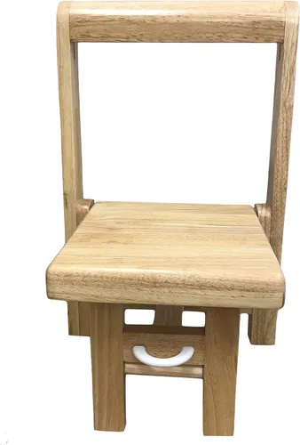 Vista 9 de Fold 'N Store Taburete para niños pequeños, taburete de madera para cocina y baño, ayudante plegable para lavado de manos, cepillado de dientes