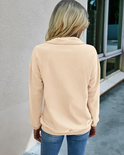 Vista 5 de PRETTYGARDEN - Sudadera sport suelta, de manga larga, para mujer, con cierre de solapa, cordón de ajuste y bolsillos
