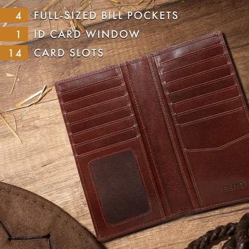Vista 3 de ELIZO Carteras largas para hombre, Bourbon, Cartera larga