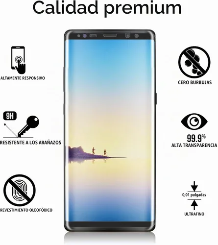 Vista 5 de amFilm Protector de pantalla de vidrio para Samsung Galaxy Note 8, cobertura de pantalla completa, vidrio templado curvado 3D, matriz de puntos