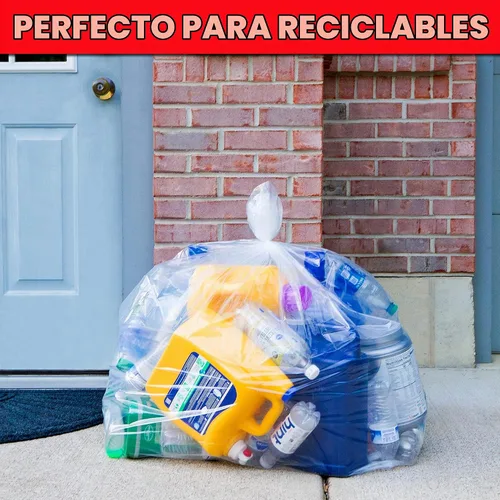 Vista 4 de Tasker Bolsas de basura de 30 a 33 galones resistentes (valor 100/bolsas con lazos) bolsas de basura grandes de plástico transparente
