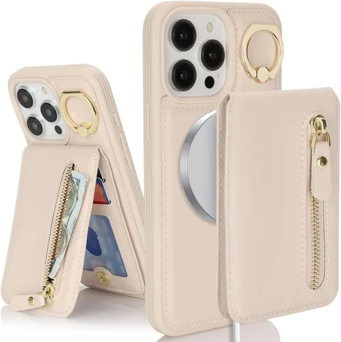 Vista 17 de para iPhone 14 Funda con soporte magnético Magsafe compatible, llavero de cuero PU plegable con soporte desmontable, funda tipo cartera 2-en-1
