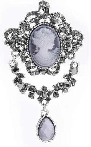 Vista 12 de LUREME Vintage Elegante Dama Victoriana Belleza Cameo con Broche de Cristal Pin (br000017)