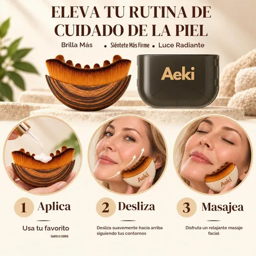 Vista 8 de Aeki - Cepillo linfático para contorno facial con funda protectora de 1 set