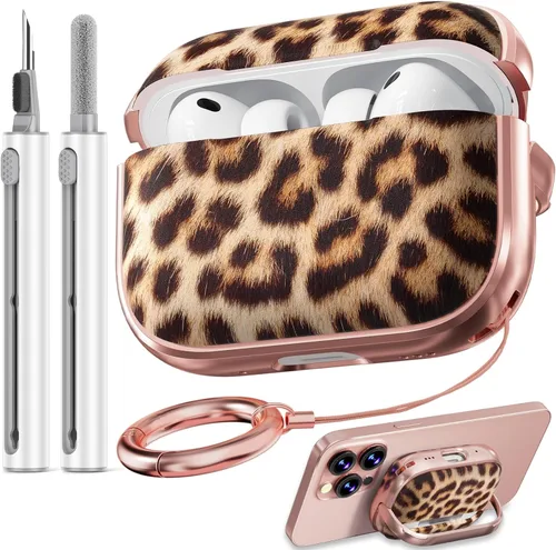 Vista 19 de Inesore Funda con bloqueo de seguridad para AirPods 4 2024, bonita funda floral para AirPod de 4ª generación para mujeres con kit limpiador
