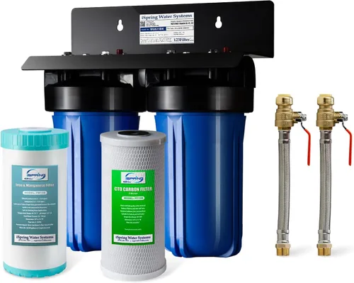 Vista 12 de iSpring WGB21B-DS+AHPF12MNPT16X2 Sistema de filtración de agua para toda la casa de 2 etapas con filtro CTO y filtro anti-incrustaciones, conectores