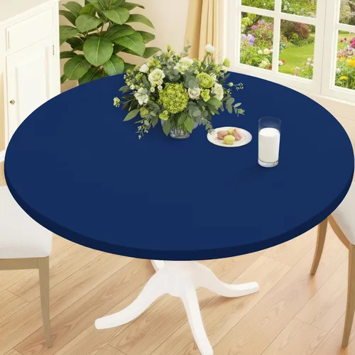 Vista 24 de Smiry Mantel Redondo de Spandex, Manteles Elásticos Ajustados Lavables para Mesas de 18"-24", Cubierta de Mesa de Pícnic Elástica Impermeable