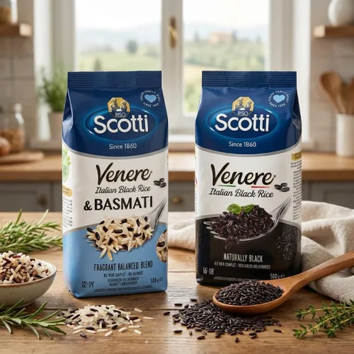 Vista 3 de Riso Scotti - Arroz de grano negro, Venere, arroz integral, 1.1 lbs (500 g) Ancient Whole Wild Grain with Premium Quality for Risotto and Rice