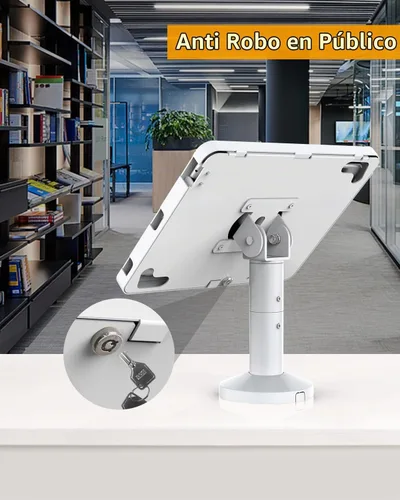Vista 4 de Soporte para tablet para escritorio, compatible con iPad de 10.2 pulgadas Gen 7 8 9, soporte de tableta con bloqueo de llave de metal