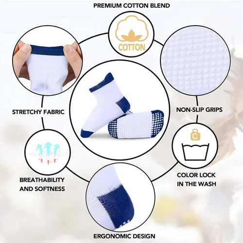 Vista 4 de SOCKFUN Calcetines para bebés con agarre, 6 pares, calcetines para bebés y niños pequeños