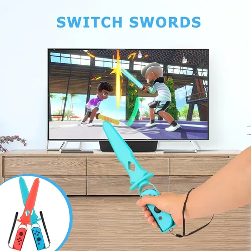 Vista 2 de 18 in 1 Accessories Kit for Nintendo Switch OLED Sports Games, Tennis Rackets, Comfort Grips Golf Clubs, Swords, Wrist Bands and Leg Strap