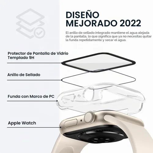 Vista 3 de Tensea para Funda protectora de pantalla impermeable para Apple Watch de 40 mm, Serie SE 3/Serie SE 2ª Generación/SE/Serie 6/5/4, accesorios