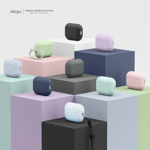 Vista 7 de elago Funda compatible con AirPods Pro 2 (2022), funda de silicona con llavero, LED frontal visible, soporta carga inalámbrica [negro]