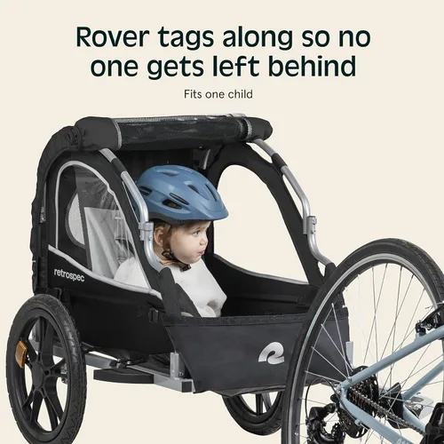 Vista 2 de Retrospec Rover - Remolque para bicicleta para niños, individual y doble pasajero, plegable