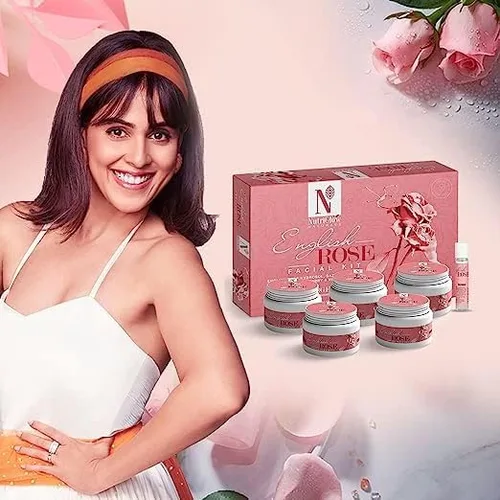 Vista 2 de Kit facial rosa masajeador facial máscara facial kit para mujeres crema de masaje facial gel facial exfoliante facial kit exclusivo 8.82 oz paquete