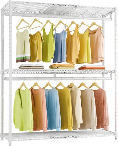 Vista 10 de VIPEK X1 - Perchero de ropa expandible resistente, ajustable de 2' a 3'5", con estantes ajustables y varillas para colgar, perchero de metal