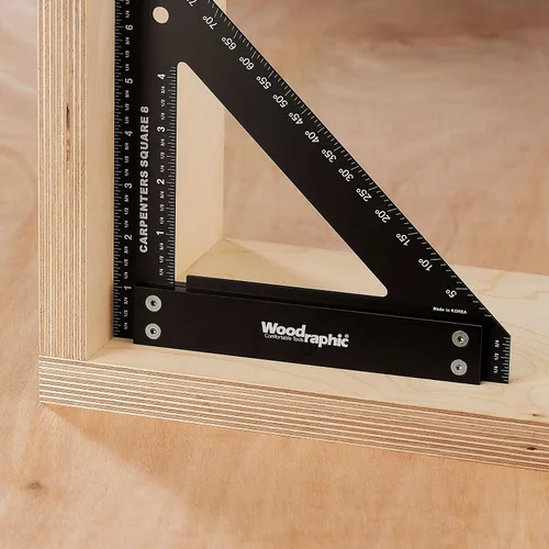 Vista 4 de Miter Square de 8 pulgadas – Herramienta de diseño de precisión de aluminio CNC para marcado de ángulo de 45° y 90° en ebanistería, marcos