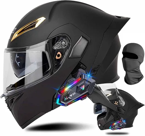 Vista 13 de Cascos de motocicleta modulares con Bluetooth de doble visera, aprobados por DOT FMVSS 218, casco de motocicleta abatible de cara completa