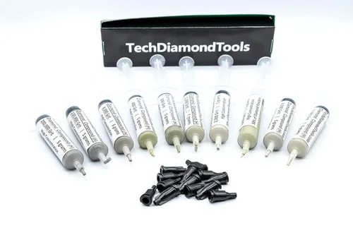 Vista 8 de TechDiamondTools Kit de 10 pasta de pulido de diamante compuesto para pulir en Estados Unidos, hecho de grano 200,000 a 400 para mármol, vidrio