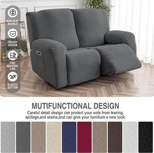 Vista 163 de Gennia Funda Impermeable para Silla Reclinable, Fundas Elásticas para Sofá Reclinable con Bolsillos, Fundas Lavables para Silla Reclinable Lazy Boy