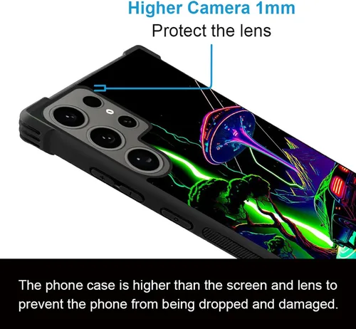 Vista 4 de Funda compatible con Samsung Galaxy S24 Ultra, Alien Night Back+Soft Silicone Acrylic TPU Design Shock Fall Prevention Funda protectora para Samsung